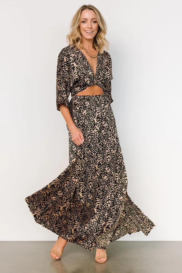 Women Cover Ups Baltic Born Morlana Maxi Dress Black Tan Print