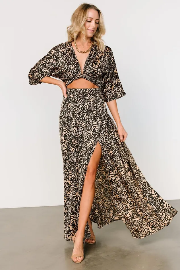 Women Cover Ups Baltic Born Morlana Maxi Dress Black Tan Print
