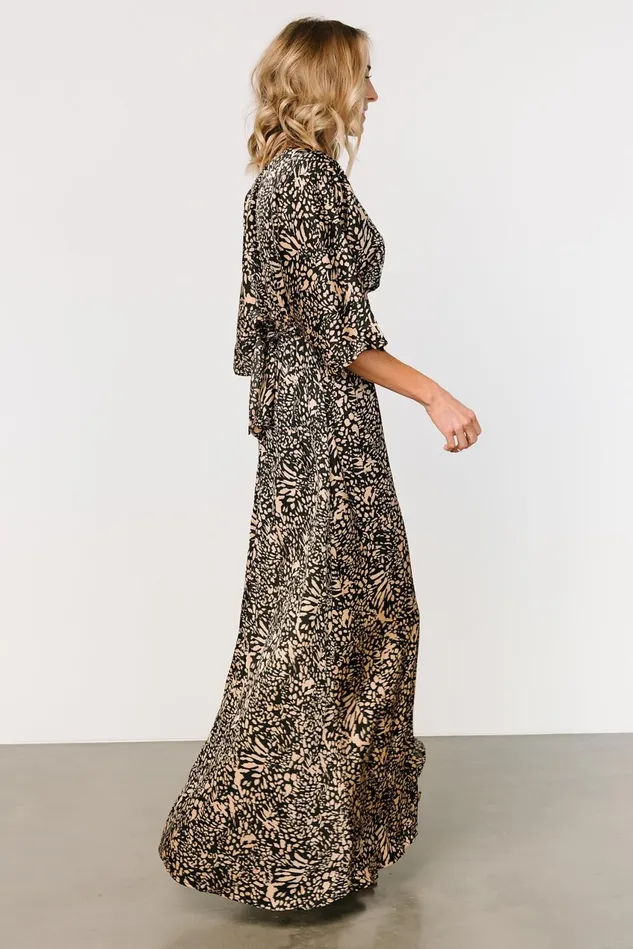 Women Cover Ups Baltic Born Morlana Maxi Dress Black Tan Print