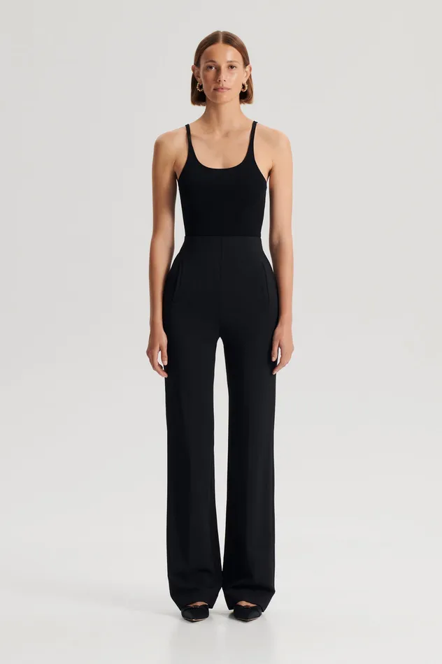Women CREPE KNIT RIB SINGLET BLACK Tops Scanlan Theodore