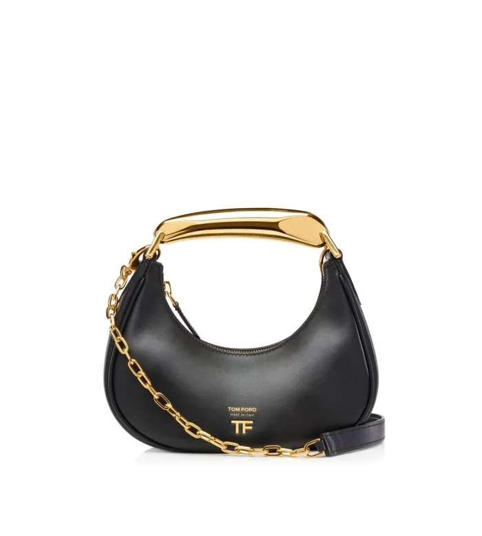 Women Cross Body Bags Tom Ford Leather Bianca Mini Hobo Black