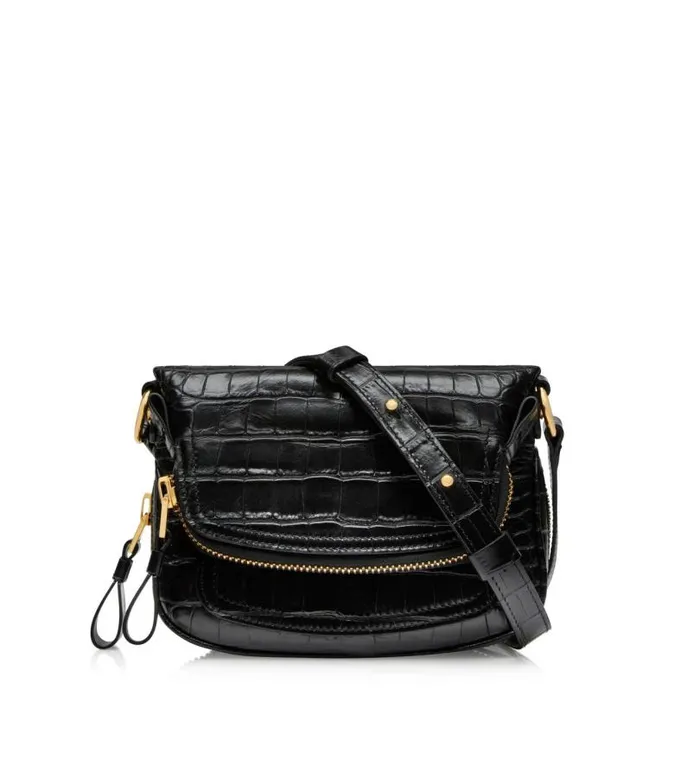 Women Cross Body Bags Tom Ford Shiny Stamped Crocodile Leather Jennifer Mini Bag Black Women Cross Body Bags Tom Ford Shiny Stamped Crocodile Leather Jennifer Mini Bag Black
