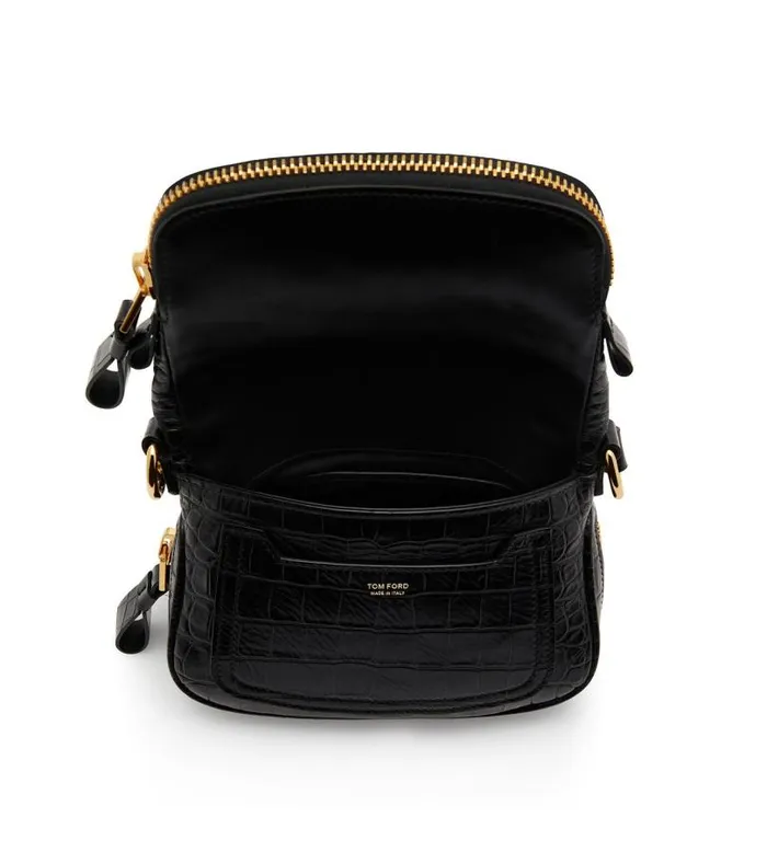 Women Cross Body Bags Tom Ford Shiny Stamped Crocodile Leather Jennifer Mini Bag Black Women Cross Body Bags Tom Ford Shiny Stamped Crocodile Leather Jennifer Mini Bag Black