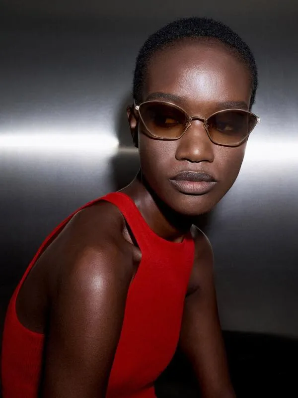 Women CrystalAccent CatEye Sunglasses 8211 Gold CHARLES and KEITH Cateye