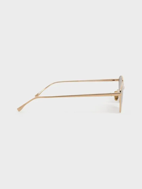 Women CrystalAccent CatEye Sunglasses 8211 Gold CHARLES and KEITH Cateye
