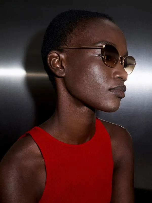 Women CrystalAccent CatEye Sunglasses 8211 Gold CHARLES and KEITH Cateye