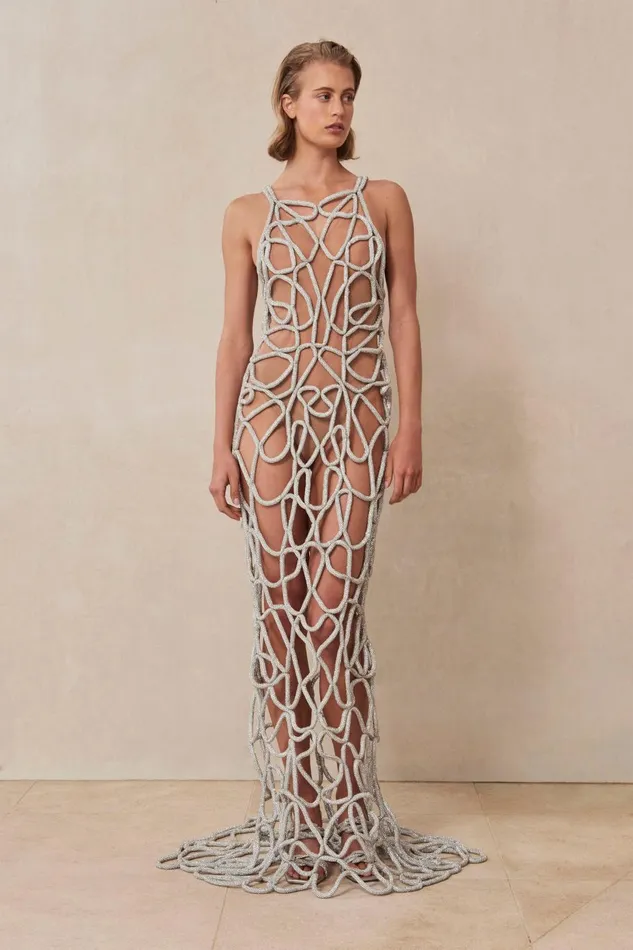 Women Cult Gaia Dresses ARYA RHINESTONE GOWN 8211 CLEAR