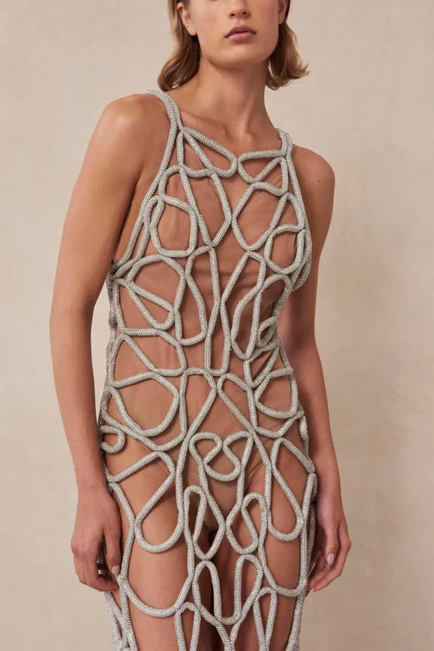 Women Cult Gaia Dresses ARYA RHINESTONE GOWN 8211 CLEAR