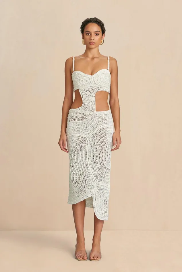 Women Cult Gaia Dresses KIRA CROCHET DRESS 8211 OFF WHITE
