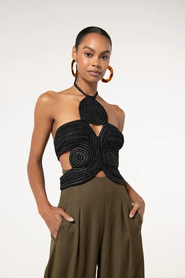 Women Cult Gaia Tops ARCHER CROCHET TOP 8211 BLACK
