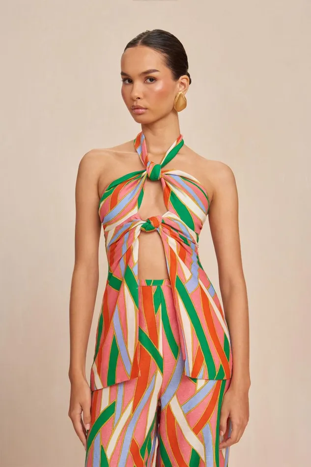 Women Cult Gaia Tops LAINIE TOP 8211 VINTAGE STRIPE PRINT