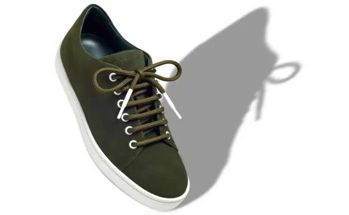 Women Dark Green Suede Low Cut Sneakers Manolo Blahnik Flats