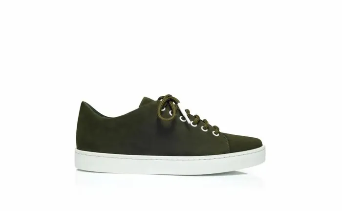 Women Dark Green Suede Low Cut Sneakers Manolo Blahnik Flats