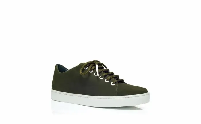 Women Dark Green Suede Low Cut Sneakers Manolo Blahnik Flats