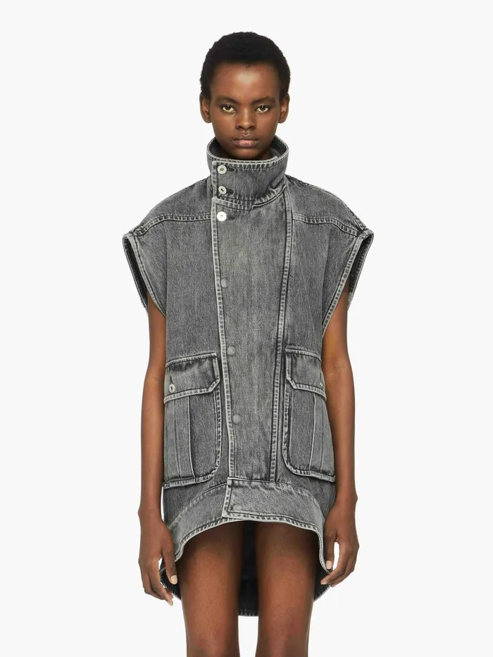 Women Denim JW Anderson OVERSIZED SLEEVELESS HIGH NECK JACKET Grey Women Denim JW Anderson OVERSIZED SLEEVELESS HIGH NECK JACKET Grey