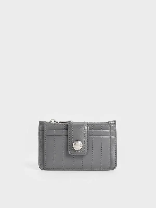 Women Donna CrinkleEffect Panelled Card Holder 8211 Grey CHARLES and KEITH Card Holders