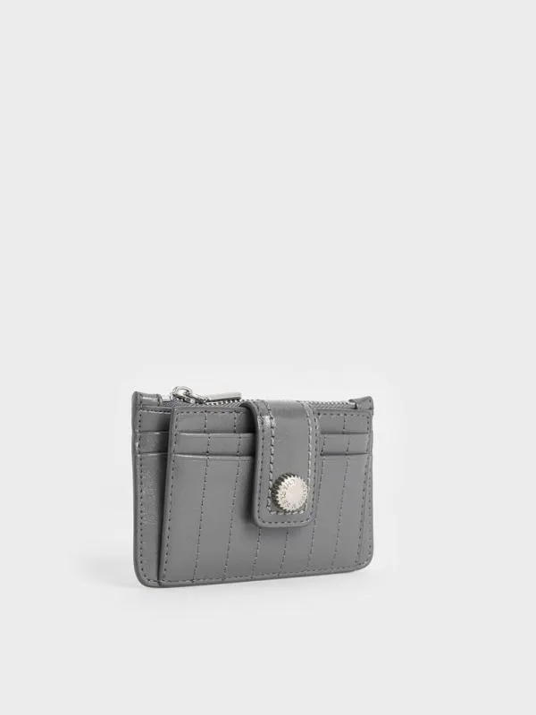 Women Donna CrinkleEffect Panelled Card Holder 8211 Grey CHARLES and KEITH Card Holders