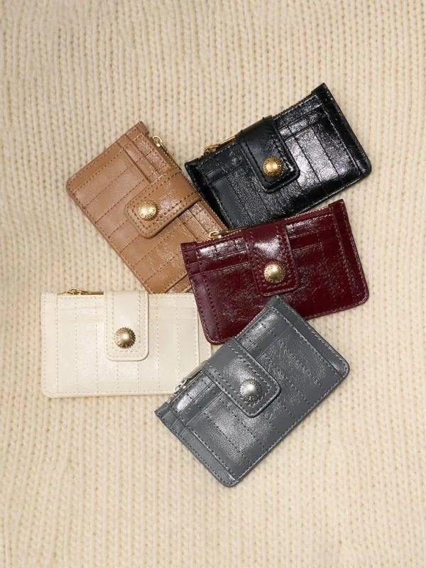 Women Donna CrinkleEffect Panelled Card Holder 8211 Grey CHARLES and KEITH Card Holders