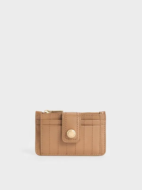 Women Donna CrinkleEffect Panelled Card Holder 8211 Tan CHARLES and KEITH Card Holders