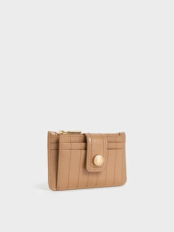 Women Donna CrinkleEffect Panelled Card Holder 8211 Tan CHARLES and KEITH Card Holders