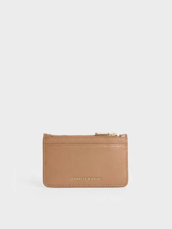 Women Donna CrinkleEffect Panelled Card Holder 8211 Tan CHARLES and KEITH Card Holders