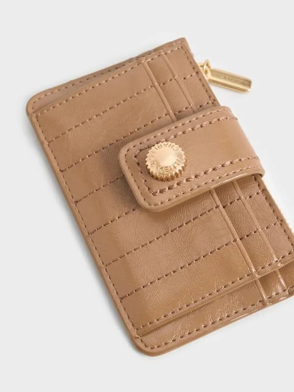 Women Donna CrinkleEffect Panelled Card Holder 8211 Tan CHARLES and KEITH Card Holders