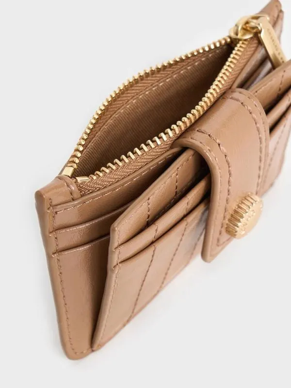 Women Donna CrinkleEffect Panelled Card Holder 8211 Tan CHARLES and KEITH Card Holders