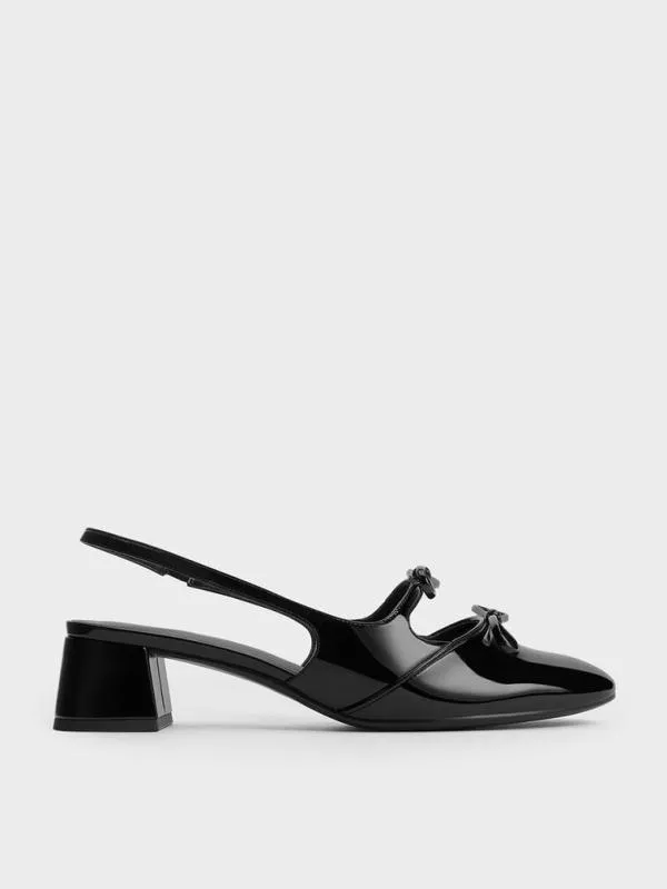 Women Dorri DoubleBow Slingback Pumps 8211 Black Patent CHARLES and KEITH Heels Women Dorri DoubleBow Slingback Pumps 8211 Black Patent CHARLES and KEITH Heels