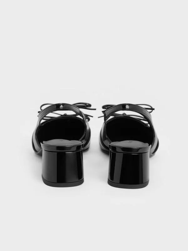 Women Dorri DoubleBow Slingback Pumps 8211 Black Patent CHARLES and KEITH Heels