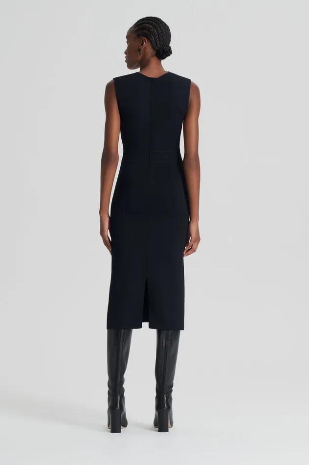 Women Dresses Scanlan Theodore CREPE KNIT SCOOP NECK DRESS BLACK