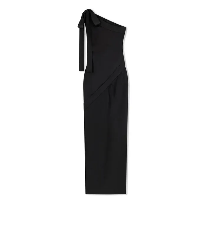 Women Dresses Tom Ford Fluid DoubleFaced Satin One Shoulder Dress Black