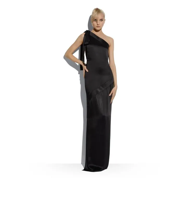 Women Dresses Tom Ford Fluid DoubleFaced Satin One Shoulder Dress Black Women Dresses Tom Ford Fluid DoubleFaced Satin One Shoulder Dress Black