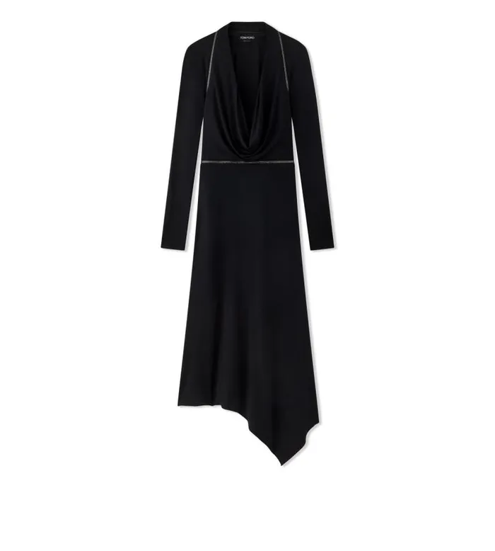 Women Dresses Tom Ford Glossy Viscose Jersey Convertible Dress Black