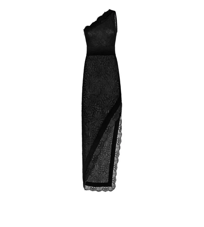 Women Dresses Tom Ford Lace One Shoulder Evening Dress Black