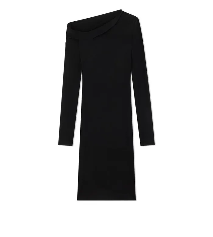 Women Dresses Tom Ford Loose Microcosta Jersey Off The Shoulder Cocktail Dress Black