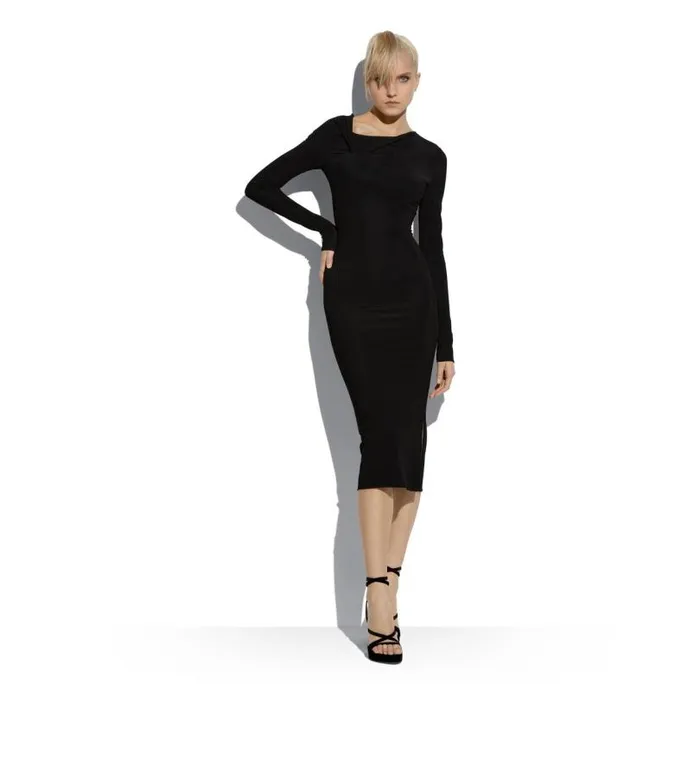 Women Dresses Tom Ford Loose Microcosta Jersey Off The Shoulder Cocktail Dress Black Women Dresses Tom Ford Loose Microcosta Jersey Off The Shoulder Cocktail Dress Black