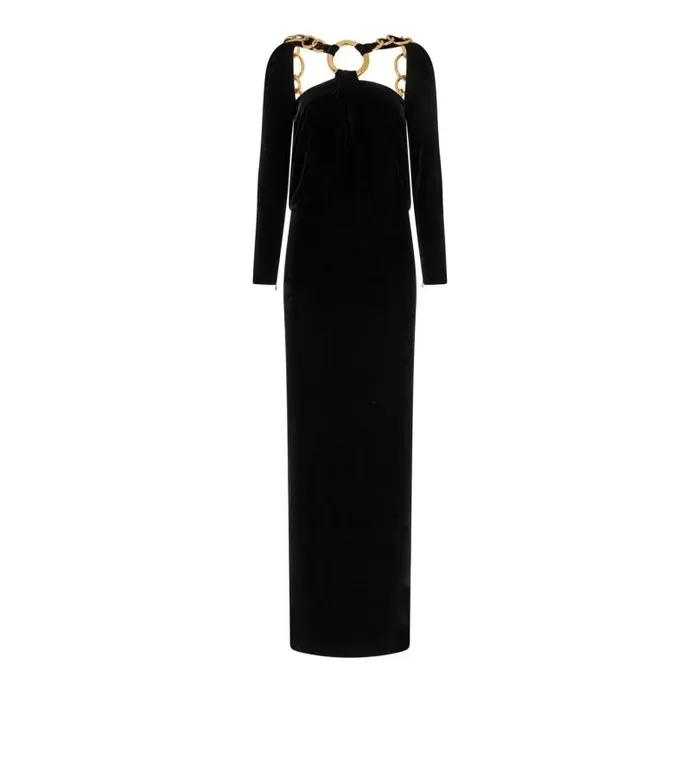 Women Dresses Tom Ford Velvet Open Back Gown With Chain Black