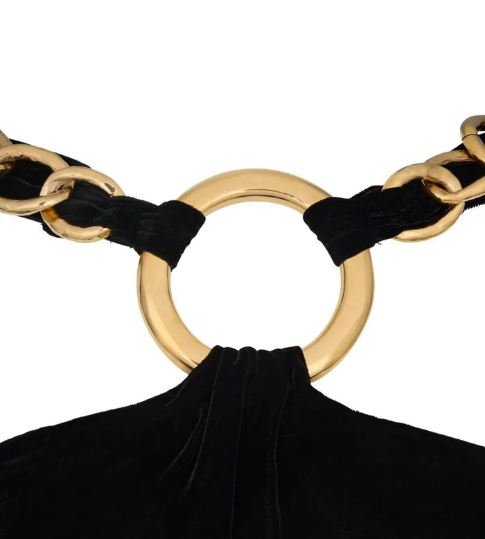 Women Dresses Tom Ford Velvet Open Back Gown With Chain Black Women Dresses Tom Ford Velvet Open Back Gown With Chain Black