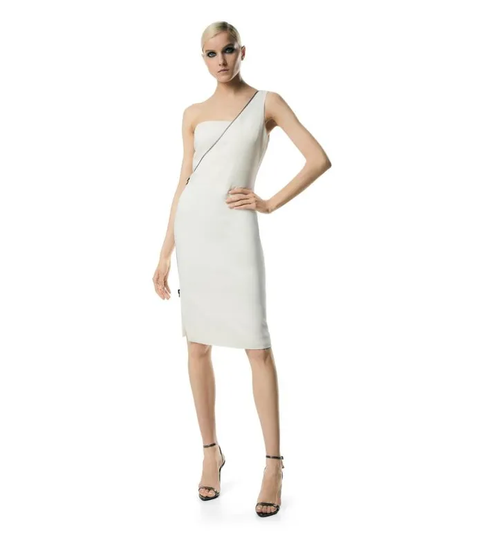 Women Dresses Tom Ford Viscose Stretch Cady One Shoulder Cocktail Dress Chalk Women Dresses Tom Ford Viscose Stretch Cady One Shoulder Cocktail Dress Chalk