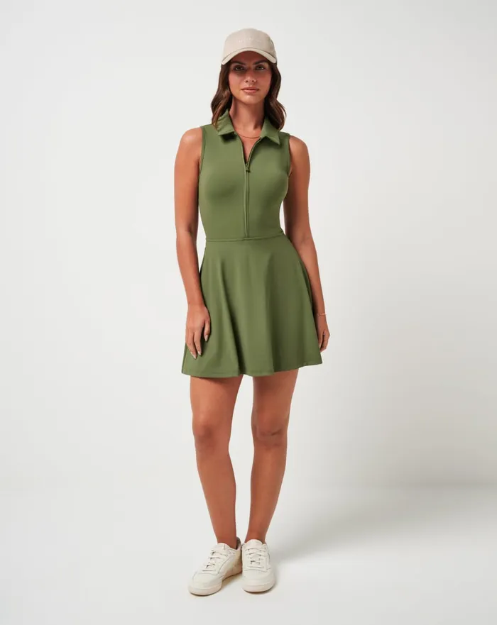 Women Dresses TravisMathew MOVEKNIT SLEEVELESS POLO DRESS 20 Clover