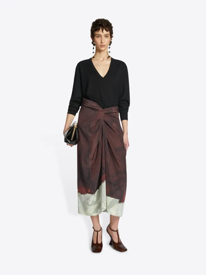 Women Dries Van Noten Skirts Draped Silk Skirt