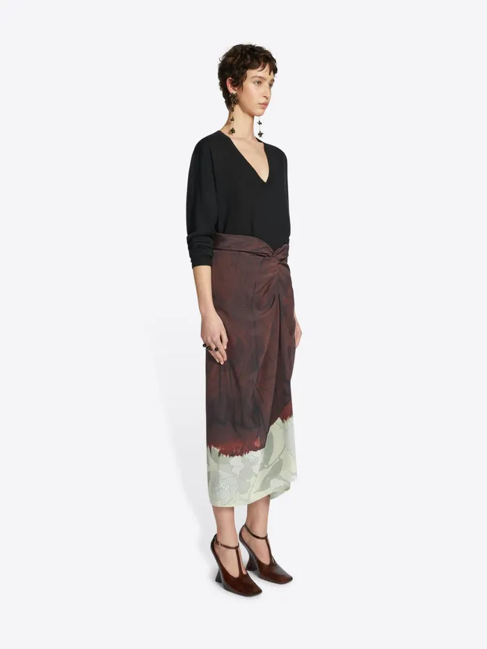 Women Dries Van Noten Skirts Draped Silk Skirt