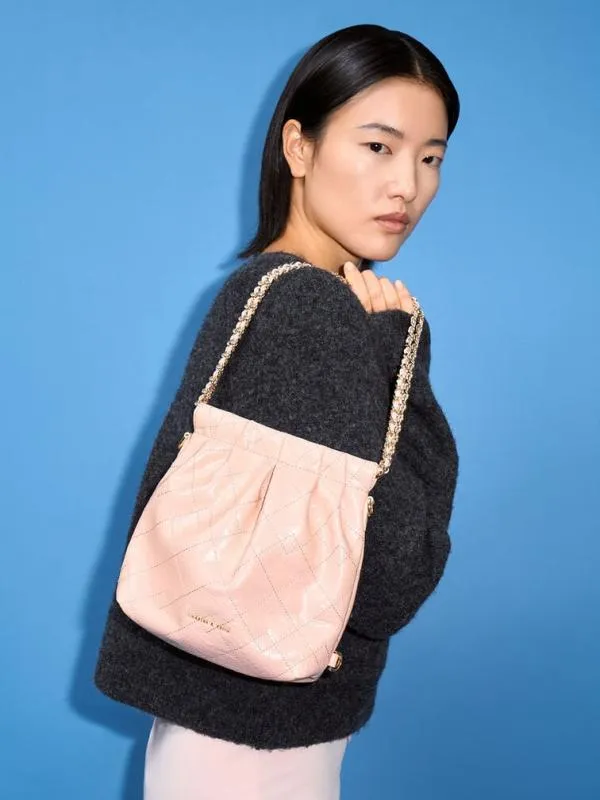 Women Duo ChainHandle TwoWay Backpack 8211 Pink CHARLES and KEITH Slouchy Bags