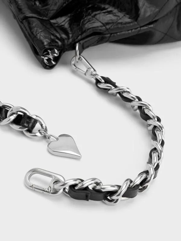 Women Duo Double Chain Hobo Bag 8211 Noir CHARLES and KEITH Hobo Bags