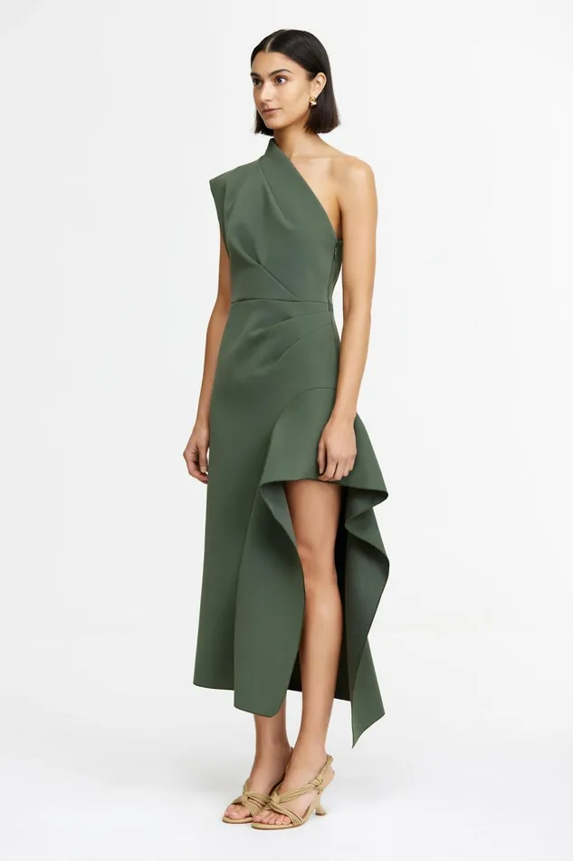 Women EDDINGTON MIDI DRESS Deep Olive Acler Midi Dresses