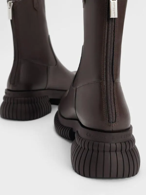 Women Elise Cowboy Platform Ankle Boots 8211 Dark Brown CHARLES and KEITH Boots