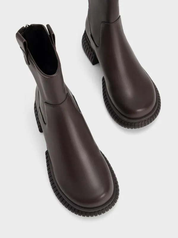 Women Elise Cowboy Platform Ankle Boots 8211 Dark Brown CHARLES and KEITH Boots
