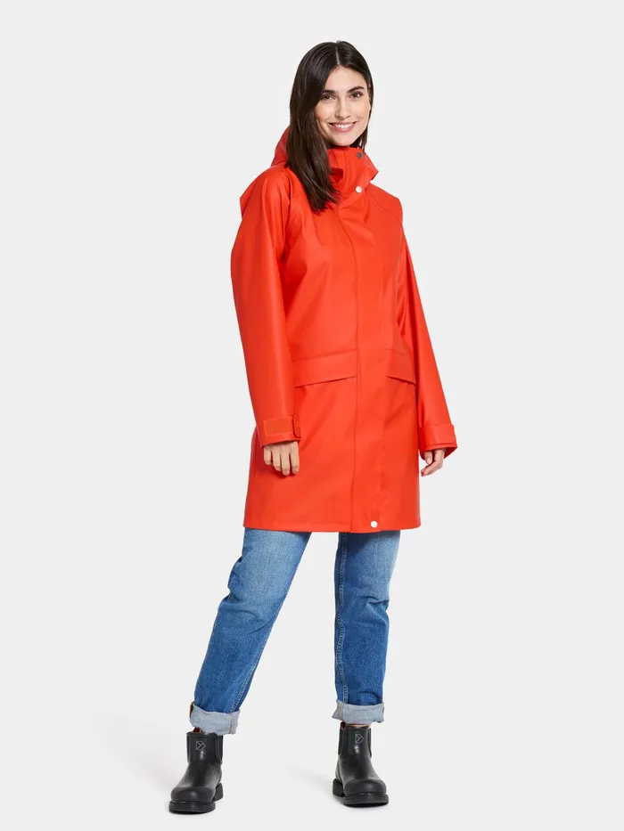 Women Elly Parka Galon Tangerine Red Didriksons Spring Jackets
