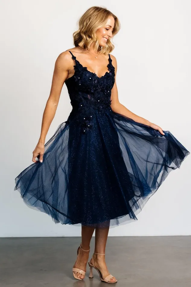 Women Embellished Sequin Baltic Born Noelle Shimmer Midi Dress Midnight Blue Women Embellished Sequin Baltic Born Noelle Shimmer Midi Dress Midnight Blue