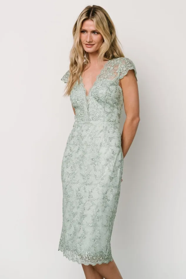 Women Embellished Sequin Baltic Born Oriana Embossed Shimmer Midi Dress Sage Women Embellished Sequin Baltic Born Oriana Embossed Shimmer Midi Dress Sage
